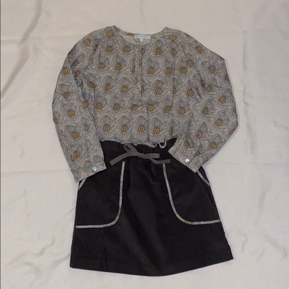 Girls 2pcs Corduroy Skirt and Blouse